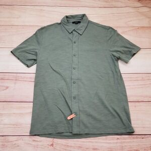 Vince Shirt Mens Small Green Short Sleeve Button Up Casual Cotton Preppy Adult